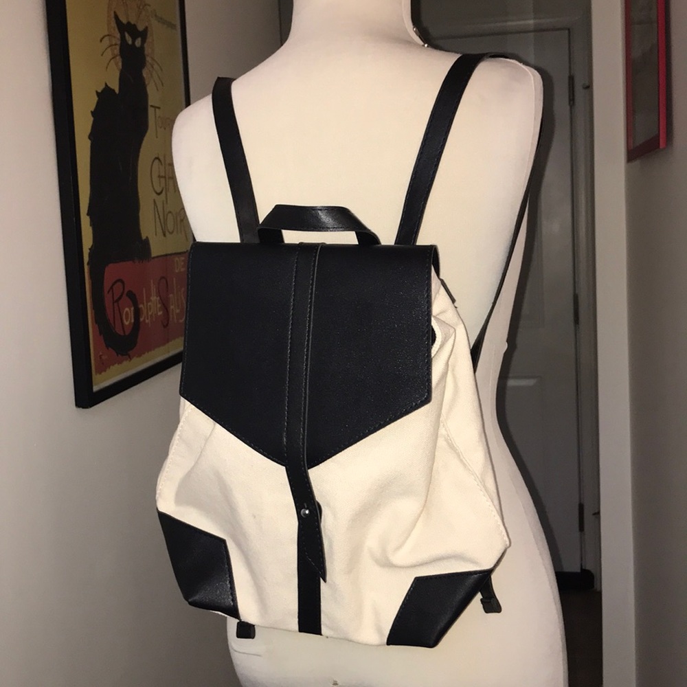 DeLux Vegan Leather and Canvas Backpack NWOT😘